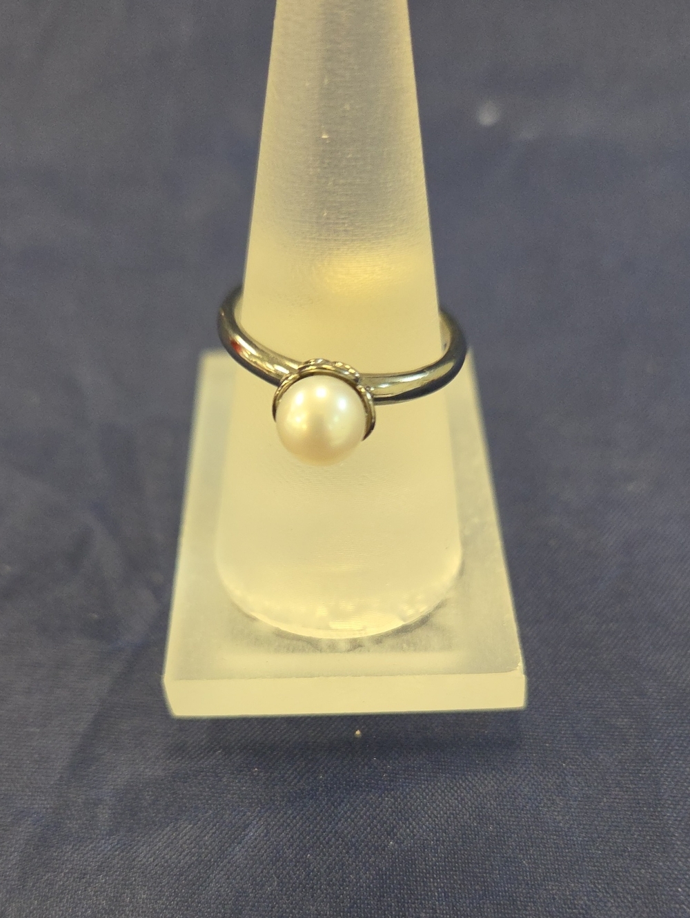 Classic Pearl Solitaire Ring in White Pearl and Silver